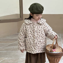 Load image into Gallery viewer, D83112SE-Winter Korean doll collar plush and thick floral coat