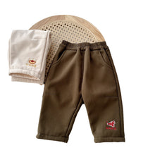 Load image into Gallery viewer, AK345PA-Winter children's solid color embroidered plus velvet New Year's greeting pants