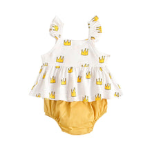 Load image into Gallery viewer, BCS1030LS-Summer Cotton Korean Crown Heart Top + Butt Pants Two-piece Set