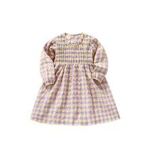 Load image into Gallery viewer, 8911DS-Autumn European and American children's casual plaid round neck dress