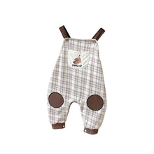 Load image into Gallery viewer, 2303021LS-Plaid cartoon puppy baby sleeveless overalls