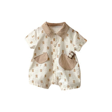 Load image into Gallery viewer, 2402660LS-Summer thin cartoon pocket bear shirt short-sleeved climbing clothes