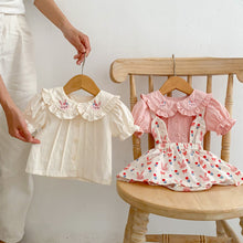 Load image into Gallery viewer, k2697LS-Cute bunny ears suspenders baby girl bodysuit