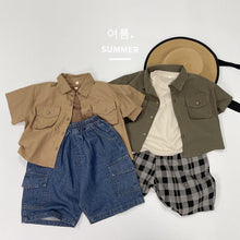 Load image into Gallery viewer, 1215SE- Korean style three-dimensional style lapel pocket short-sleeved shirt