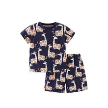 Load image into Gallery viewer, 9563TG-Summer Giraffe Casual Round Neck Top + Shorts Two-piece Set