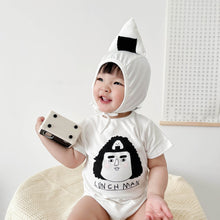 Load image into Gallery viewer, 53111LS-Korean summer rice ball print short-sleeved baby fart clothes + hat
