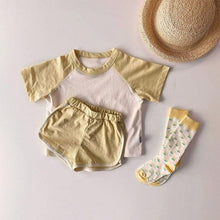 Load image into Gallery viewer, Y8225TG-Summer contrast color short-sleeved top + shorts two-piece set
