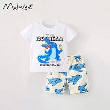 Load image into Gallery viewer, 8407KTG-Summer European and American children's casual round neck crocodile short-sleeved top + pants two-piece set