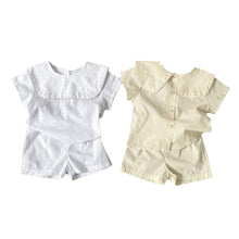 Load image into Gallery viewer, Y8322TG-Summer large lapel doll shirt top + shorts set