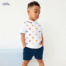 Load image into Gallery viewer, H22038TG-Summer pure cotton lapel short-sleeved starfish top + shorts two-piece set
