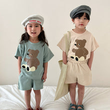 Load image into Gallery viewer, X81567TG-Summer Bear Loose Cotton Sports Short Sleeve Suit
