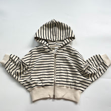 Load image into Gallery viewer, BB2444PCW-Autumn and winter Japanese style boys and girls hooded zipper neutral striped parent-child jacket