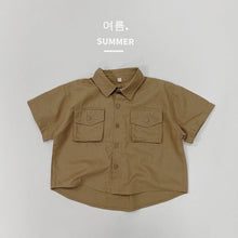 Load image into Gallery viewer, 1215SE- Korean style three-dimensional style lapel pocket short-sleeved shirt