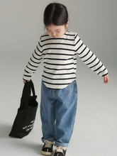 將圖片載入圖庫檢視器 BB2337PCW-秋款日系條紋長袖親子上衣