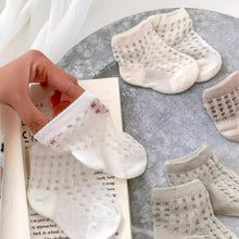 將圖片載入圖庫檢視器 W017AC-夏季超薄透氣精梳棉純色百搭網眼中筒襪