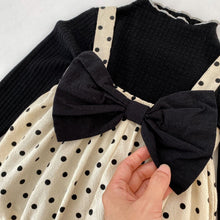 Load image into Gallery viewer, K2796LS-Autumn sweet polka dot bow strap bodysuit + solid color top set & wing tights
