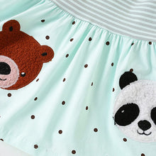 Load image into Gallery viewer, 8938DS-Autumn malwee girls European and American children's bear round neck striped long sleeve dress