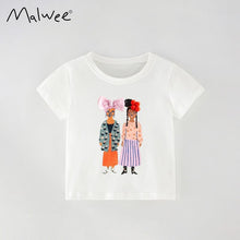 Load image into Gallery viewer, 92118SE-Summer two girls printed round neck short-sleeved children's tops