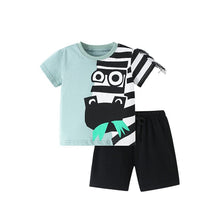 Load image into Gallery viewer, 9521TG-Summer casual round neck short-sleeved zebra top + elastic waist pants two-piece set