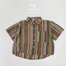 Load image into Gallery viewer, 1221SE-Korean style colorful striped cotton boy short-sleeved shirt