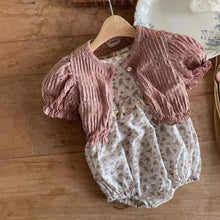 Load image into Gallery viewer, Y9429LS-Summer embroidered small square collar floral puff sleeves bodysuit