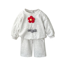 Load image into Gallery viewer, 2534007TG-秋季韓版嬰幼兒小花蕾絲長袖花邊棉質上衣長褲兩件套