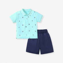 Load image into Gallery viewer, H22019TG-Summer children's lapel polo shirt + shorts two-piece set