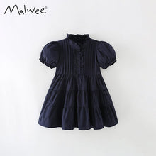 Load image into Gallery viewer, A2429DS-Summer European and American children's pure black casual short-sleeved dress