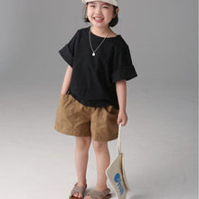 Load image into Gallery viewer, BB-2402SE-Japanese style spring and summer boys and girls wide cuffs short-sleeved T-shirt parent-child wear