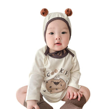 Load image into Gallery viewer, 71721LS-Autumn Korean version of the fun biscuit print bodysuit + hat