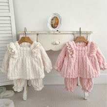 Load image into Gallery viewer, H10052TG-Long-sleeved lace Arctic velvet babydoll shirt and trousers two-piece set