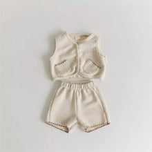 Load image into Gallery viewer, Y8378TG-Exquisite pocket open vest shorts two-piece suit