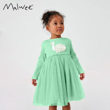 Load image into Gallery viewer, 8920DS-malwee women's autumn wear European and American small and medium-sized children's swan casual long-sleeved dress