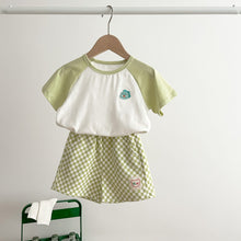 Load image into Gallery viewer, 53110TG-Summer Korean version of small animal embroidery sports short-sleeved two-piece suit