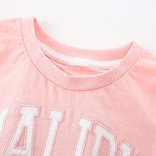 Load image into Gallery viewer, 8350TG-malwee summer European and American children's pink fashionable letter short-sleeved top + shorts two-piece set