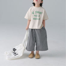 Load image into Gallery viewer, BB-2408PA-Japanese spring and summer plaid wide pants nine-point pants parent-child outfit