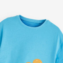 Load image into Gallery viewer, 9526TG-Summer European and American children's casual round neck short-sleeved sunflower top + elastic waist striped pants two-piece set