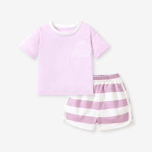 Load image into Gallery viewer, 22045TG-Summer short-sleeved cotton letter top + shorts set