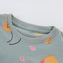 Load image into Gallery viewer, 8723TG-malwee round neck autumn print elastic waist two-piece suit