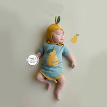 將圖片載入圖庫檢視器 24030414LS-夏季寶寶梨子印花連身哈衣+帽