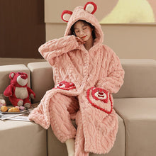 Load image into Gallery viewer, 2275JG-Autumn and winter coral fleece thick long nightgown + trousers home two-piece set