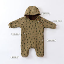 Load image into Gallery viewer, D23335LS-Baby outdoor hooded fleece jumpsuit