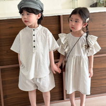 Load image into Gallery viewer, X86022TG-Summer short-sleeved cotton striped suit & dress