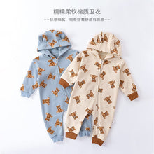 Load image into Gallery viewer, D23301LS-Children's hooded thickened fleece zippered climbing suit