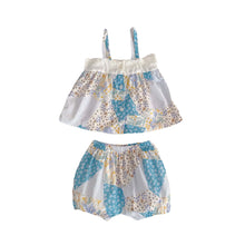 Load image into Gallery viewer, S23139TG-Spliced floral lantern suspender top and shorts two-piece suit