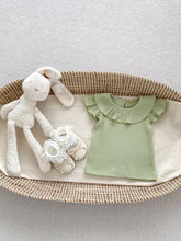 Load image into Gallery viewer, H10096SE- Summer flying sleeves lotus leaf collar solid color ribbed top & floral pants