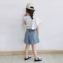 Load image into Gallery viewer, 199DS-Spring and Summer Girls Heavy Duty Pleated Denim Half-length Puffy Umbrella Skirt