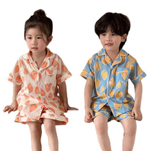 將圖片載入圖庫檢視器 X86078JG-夏季薄款純棉草莓短袖家居套裝