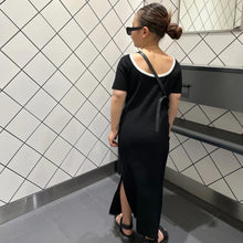 將圖片載入圖庫檢視器 285PCW-夏季坑條彈性短袖日系親子洋裝