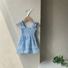 Load image into Gallery viewer, Y6407DS-Summer plaid lotus leaf suspender skirt